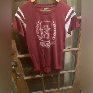 Women's or Men's Red T-Shirt with White Stripes